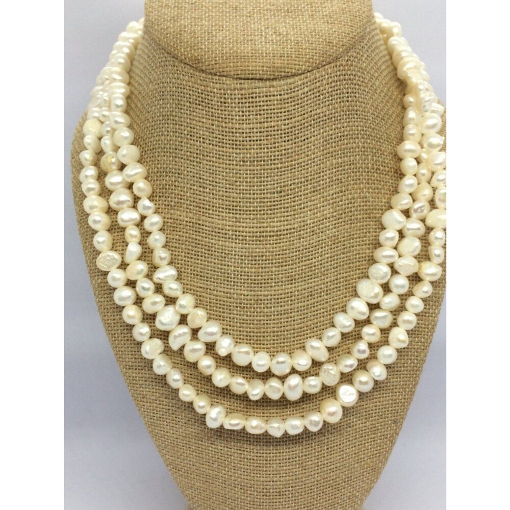 FRESHWATER PEARL Necklace Long Strand No Clasp Vintage Baroque Bridal